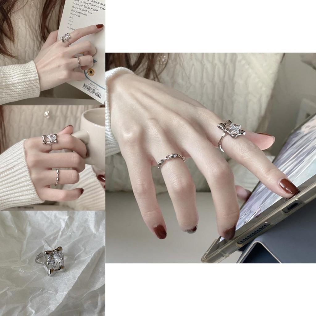 Trendy Minimalist Zircon Stone Ring For Women Fashionable Copper Design Adjustable Fit