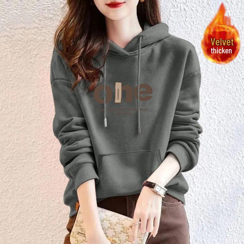 Women's Pure Cotton Bear Print Hooded Pullover Sweatshirt, Long Sleeve, Niche Design, New Spring & Autumn Style