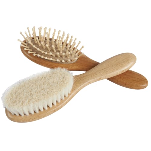 ZHILY Baby Hair Brush (Goat Hair) & Comb Set. A Soft Brush for Soft Hair. Gentle On the Scalp. Handle Hairbrush for Smooth, Manageable Hair. A Perfect