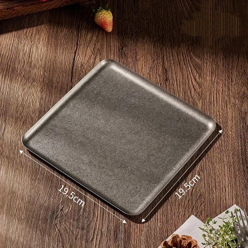 3pcs Vintage Stainless Steel Snowflake Tray-Rounded Edge Serveware for Steak Dessert Grill with Artisanal Craftsmanship