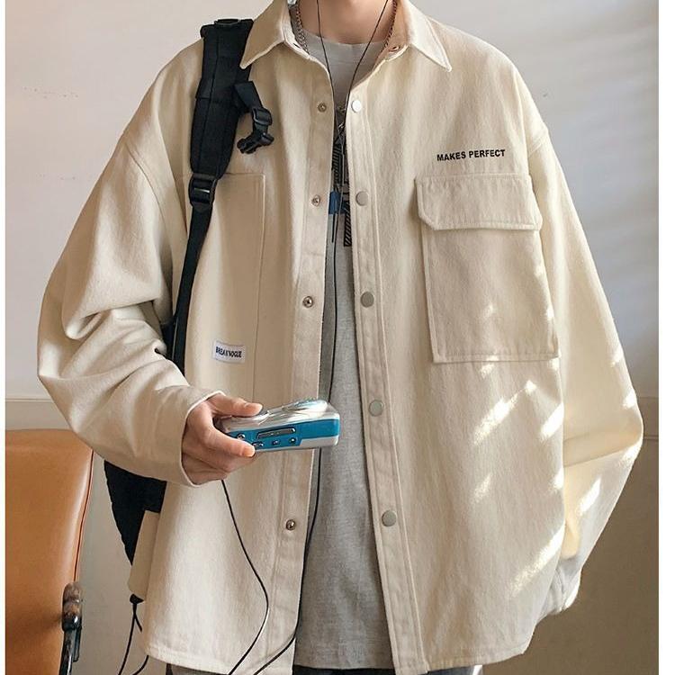 Men's Shirt Jacket Autumn Workwear Cardigan Coat Casual and Trendy Autumn Coat