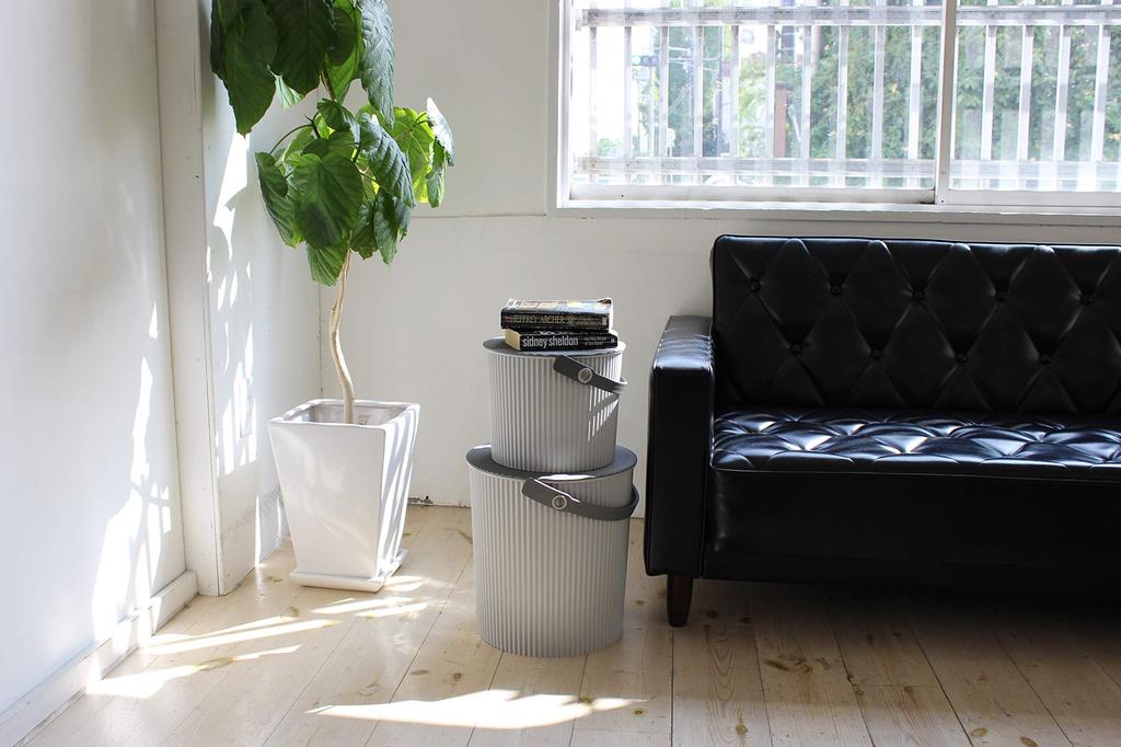 Yawata Kasei Omnioutil Natural Luxe 20L Bucket with Lid, Luxe Gray, LL, Made in Japan (Product Code: 234890)