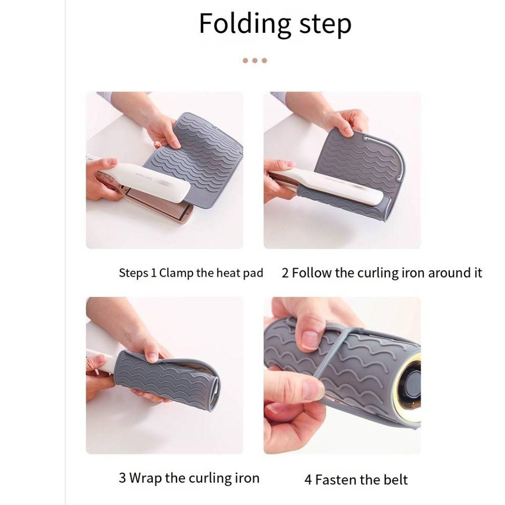 Silicone Heat Pad With Perm Clip Hair Straightener Storage Bag Curling Iron Anti-Heat Sleeve