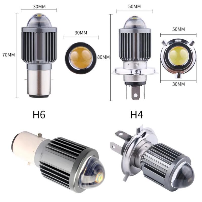 1pc H4 H6 BA20D LED Motorcycle Headlight Bulb Moto Spotlights CSP Lens White Yellow Hi Lo Lamp Scooter Accessories Fog Lights