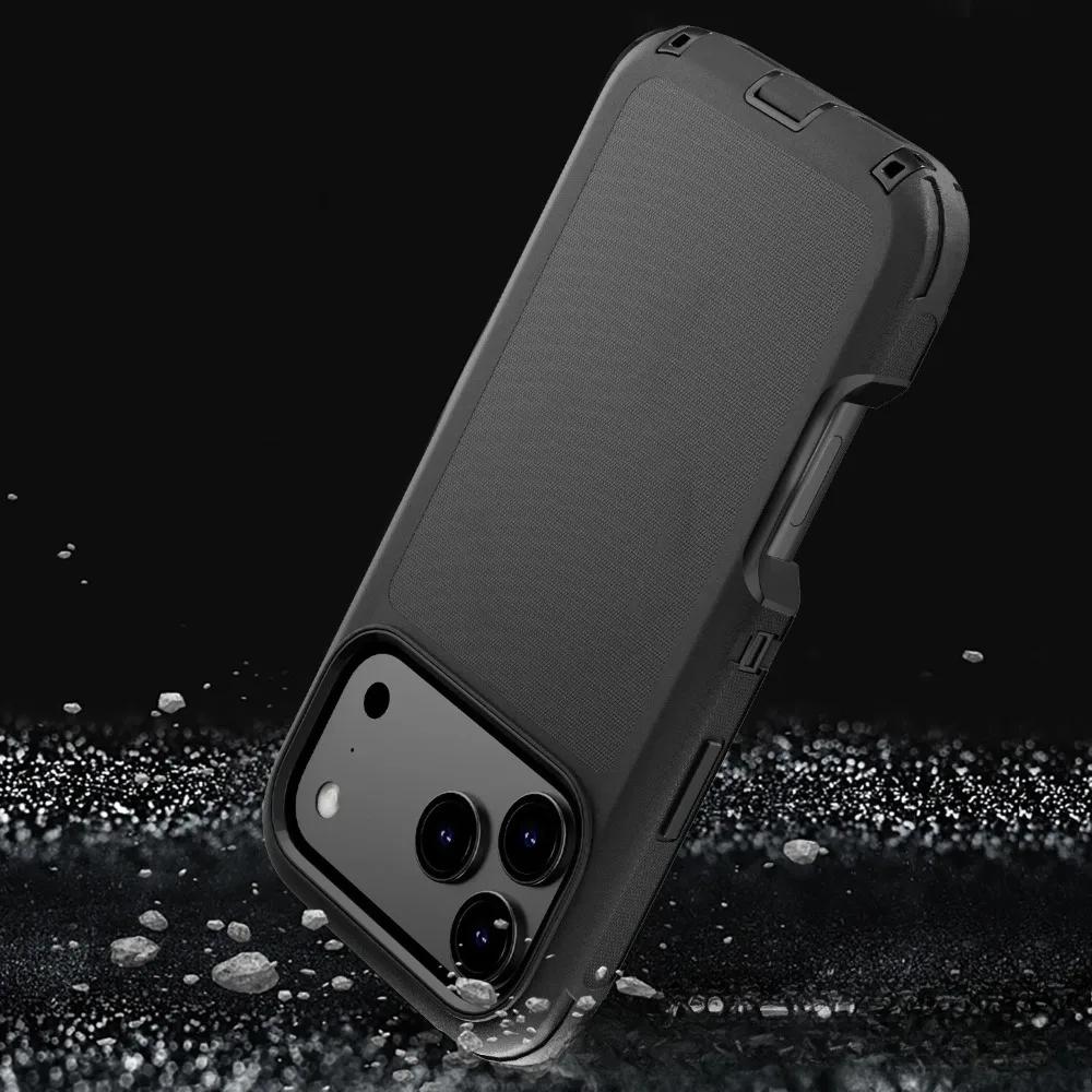 Military Grade Shockproof Rugged Armor Case for IPhone 17 Pro Max Air 16 15 14 13 12 11 X XR Xs Max 7 8 Defender Ott Box Belt Clip Protect Phone Cover