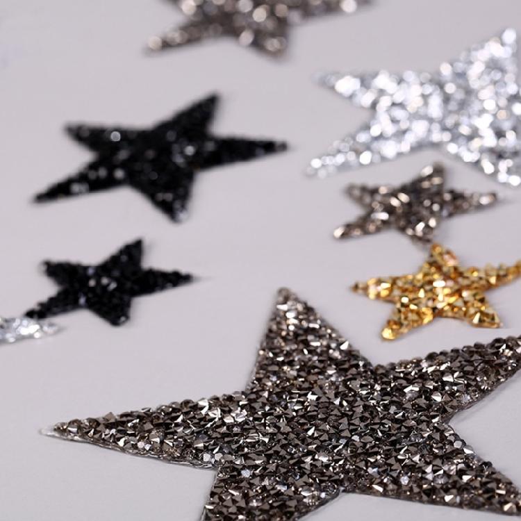 24Pcs Rhinestones Star Iron On Patches for Jeans Hat Bag Embellishment Clothing Decoration, Clothes Fabric Repair