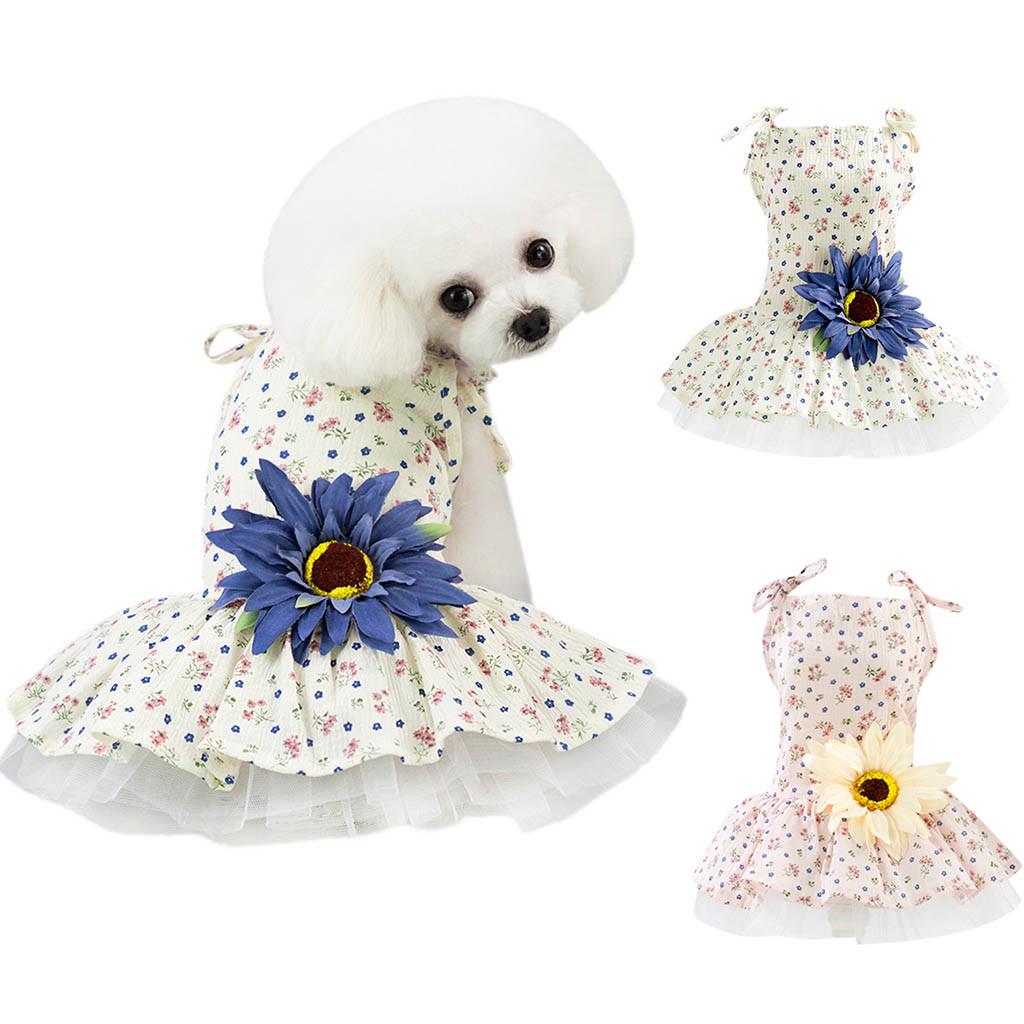 Buy Spring And Summer Sun Flower Sling Skirt Dress Dog Costumes Pet ...