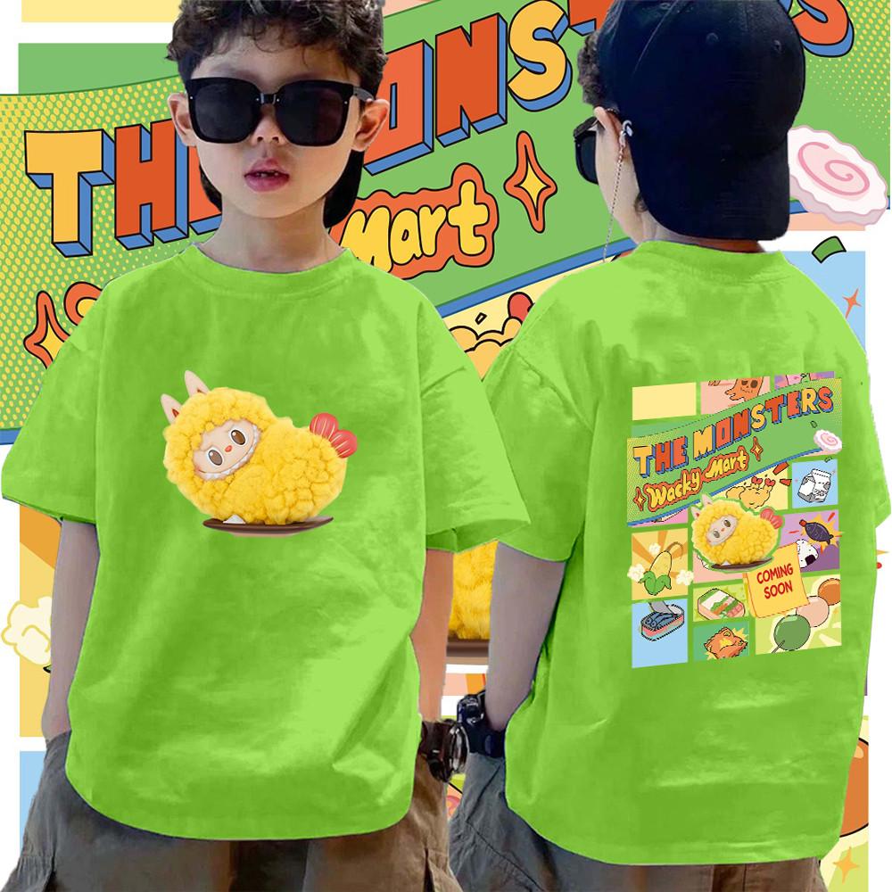 

Детская футболка LABUBUT Модная и Универсальная для Мальчика с Круглым Вырезом и Короткими Рукавами, Милый Мультяшный Принт, Топ 100