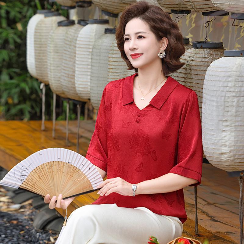 Elegant Summer Short-Sleeve Shirt for Young Mothers and Middle-Aged Women, 2026 Style