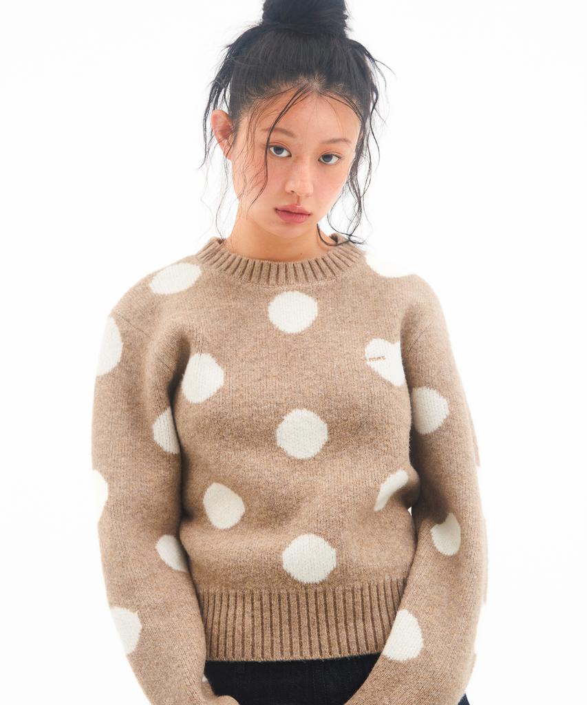 AMES-WORLDWIDE Dot Pullover Knit Beige