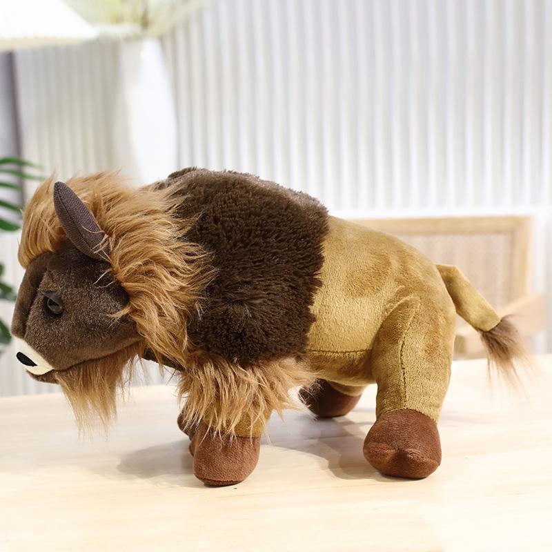 25-35cm Simulation Bison Plush Toy Soft Stuffed Animal Cow Bull Doll Model Strong Bison Plushie Room Decor Party Birthday Gifts
