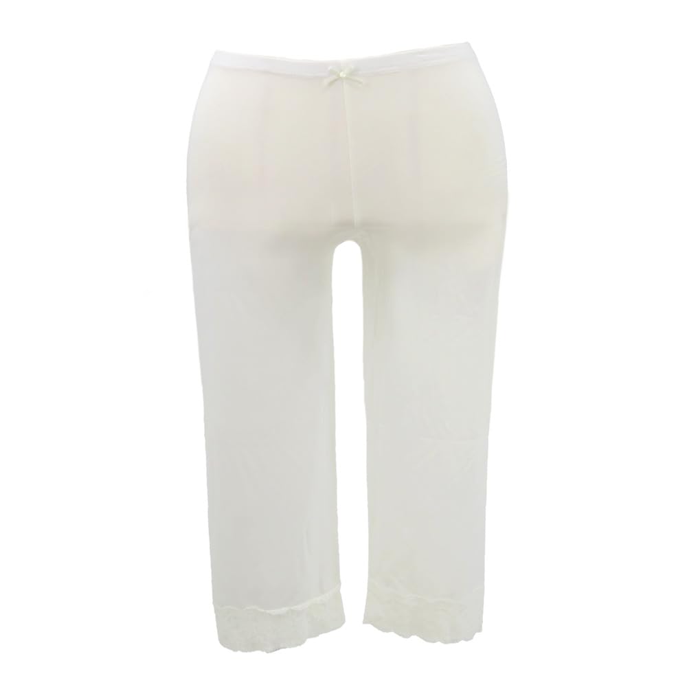 Japanese Clothing Made with Toray Soft Thermo Warm Length Pants with Lace [Wamonoya] Undergarments, Yarn, Heat+Fit Undershirt, Undergarment, 3/4 (Size