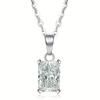 CAOSHI Simple Stylish Women's Pendant Necklace Silver Color Bright Rectangle Cubic Zirconia Accessories Daily Wear Girl Jewelry