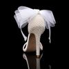 Summer New  Bowknot Beading Women Gladiator Sandals Luxury Pearls White Thin High Heels Wedding Bridal Party Shoes