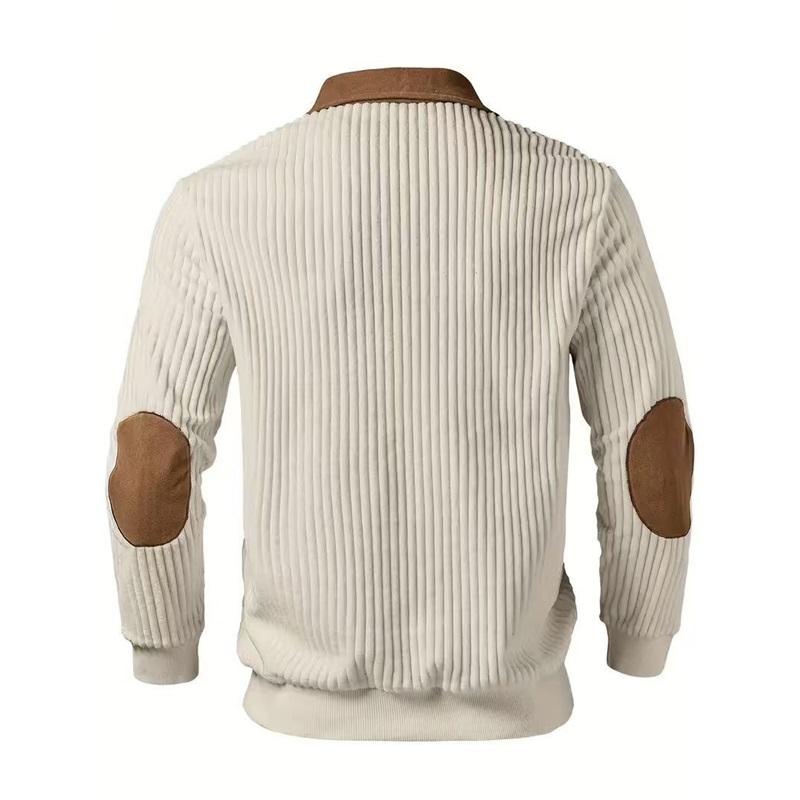 Men's Color Block Half Zip Knit Sweater Casual Pullover