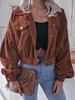 Ins Style Autumn Velvet Long Sleeve Cardigan Jacket for Women