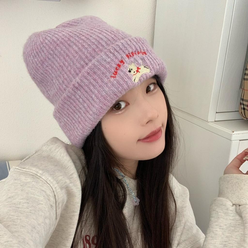 The Embroidered Bear Knitted Hat Is Versatile Cute and Warm The Woolen Hat Shows Off Your Face The Cool Little Hat Is A New Autumn and Winter Style