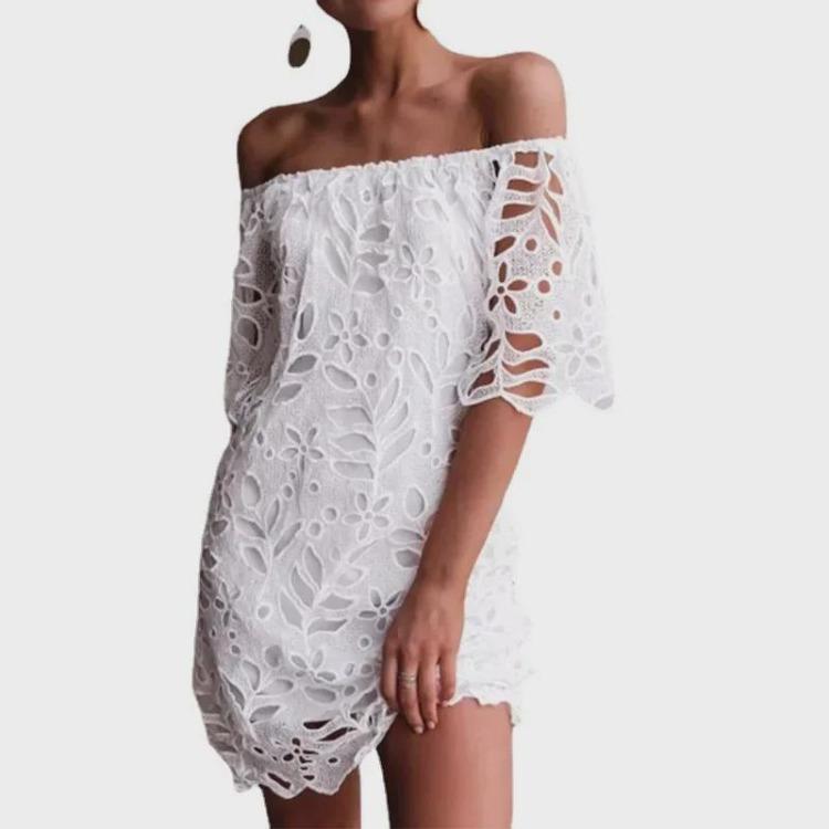 2025 Jarní Letní Móda Tubové Šaty Krajkové Střední Rukáv Krátká Sukně Evropský Americký Styl Přeshraniční