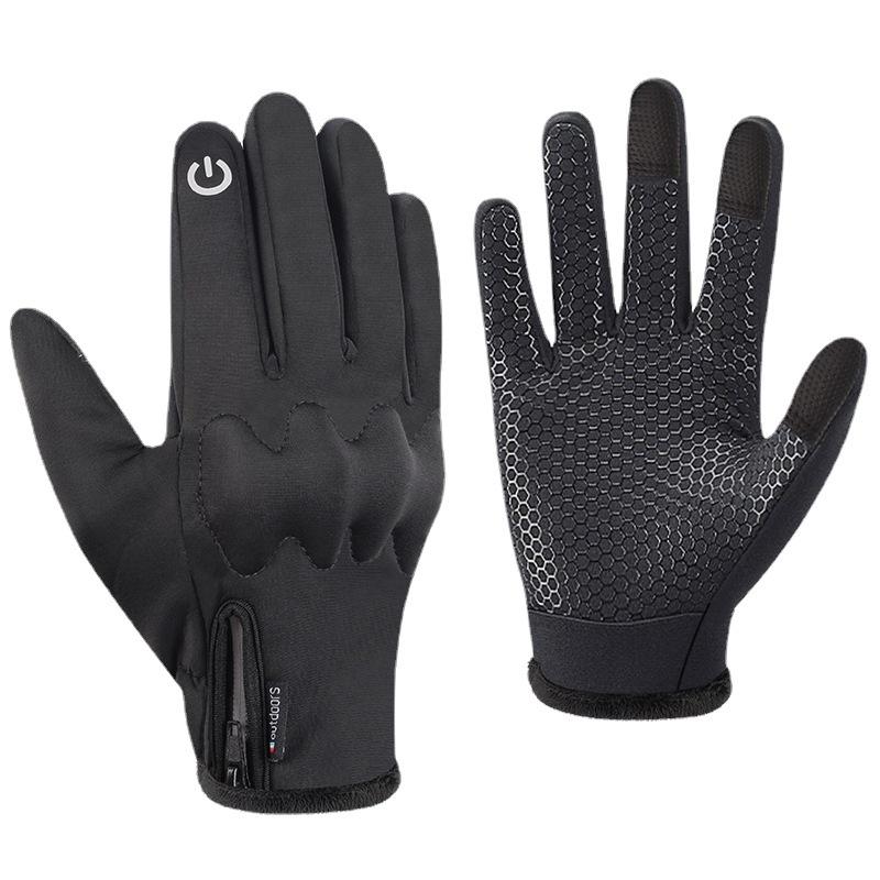 Winter Outdoor Electric Bike Riding Gloves Waterproof Touch Screen Men and Women Cold Proof Fleece Warm Windproof Tactical Gloves