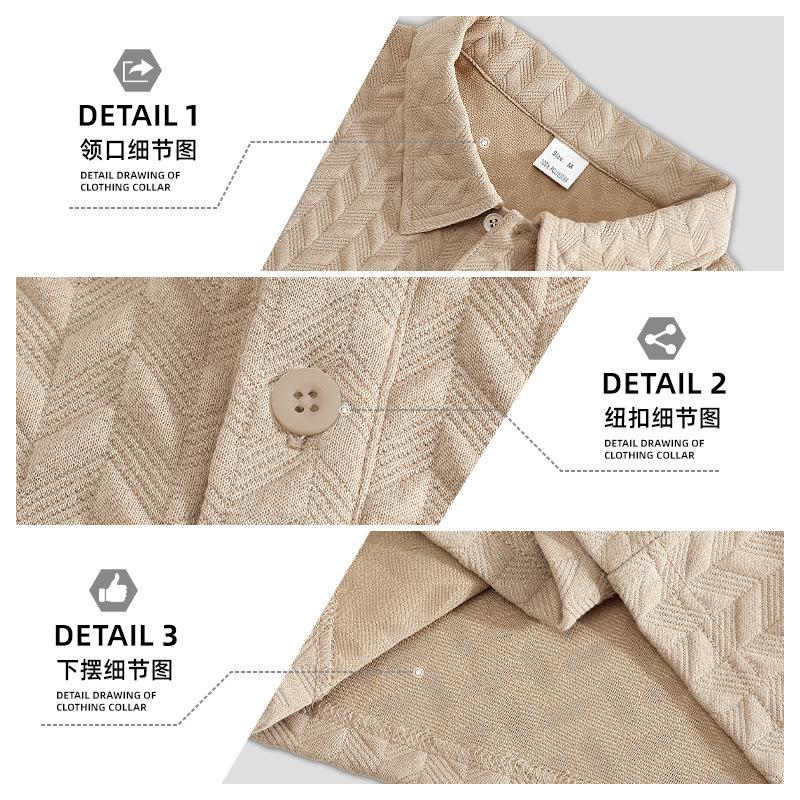 Men's clothing European and American summer thin breathable perspiration loose casual solid color jacquard cloth men's short-sleeved Polo shirt