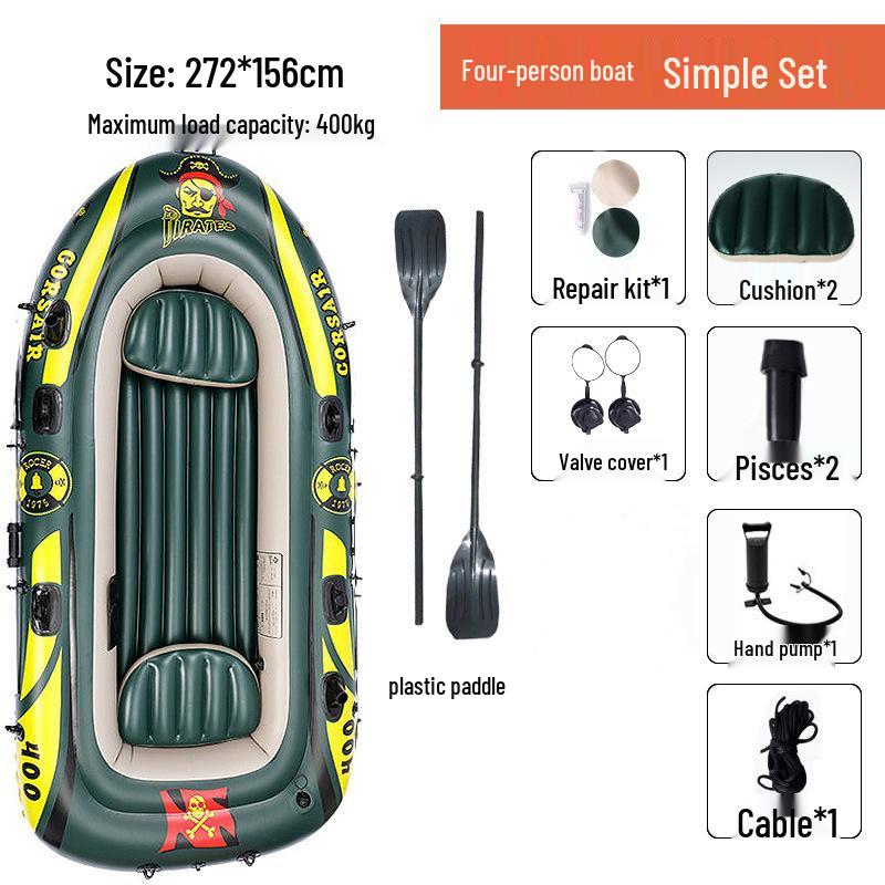 Durable Thickened Inflatable Boat for 2/3/4 People - Ideal for Fishing
