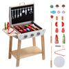 VEVOR Wooden Play Barbecue Toy Grill, Kids Grill Playset with Play Food and Grilling Tools, Wooden Play Food Kitchen Accessory (21 PCS)