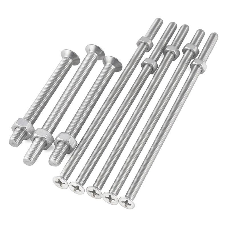 304 Stainless Steel Extra Long Phillips Flat Head Screws and Nuts Set (2M, 3M, 4M)