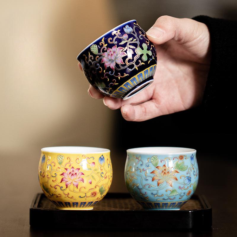 Tazze da tè in ceramica giapponese Tazza da tè Kung Fu cinese Retro Tazza personale Smalto Tazze Loto Articoli per bere per la casa Confezione regalo fornita