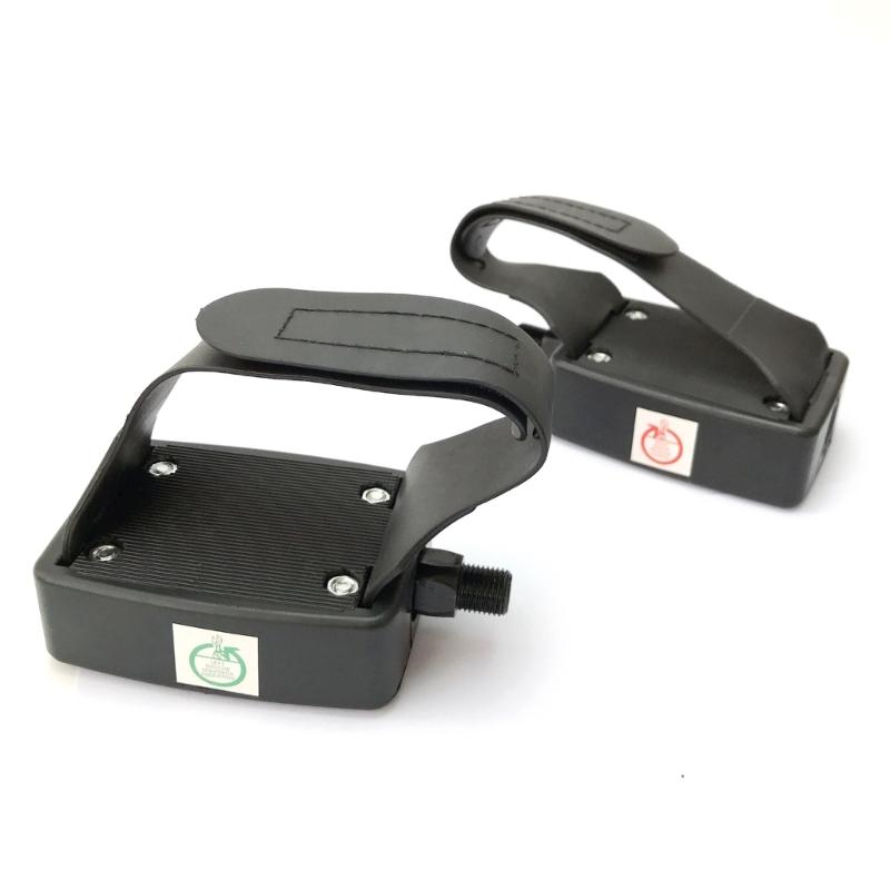 Plastic Exercise Bike Pedals with Quick Locks Mechanism Nonslip Adjustable Strap for Indoor Outdoor Fitness Equipment