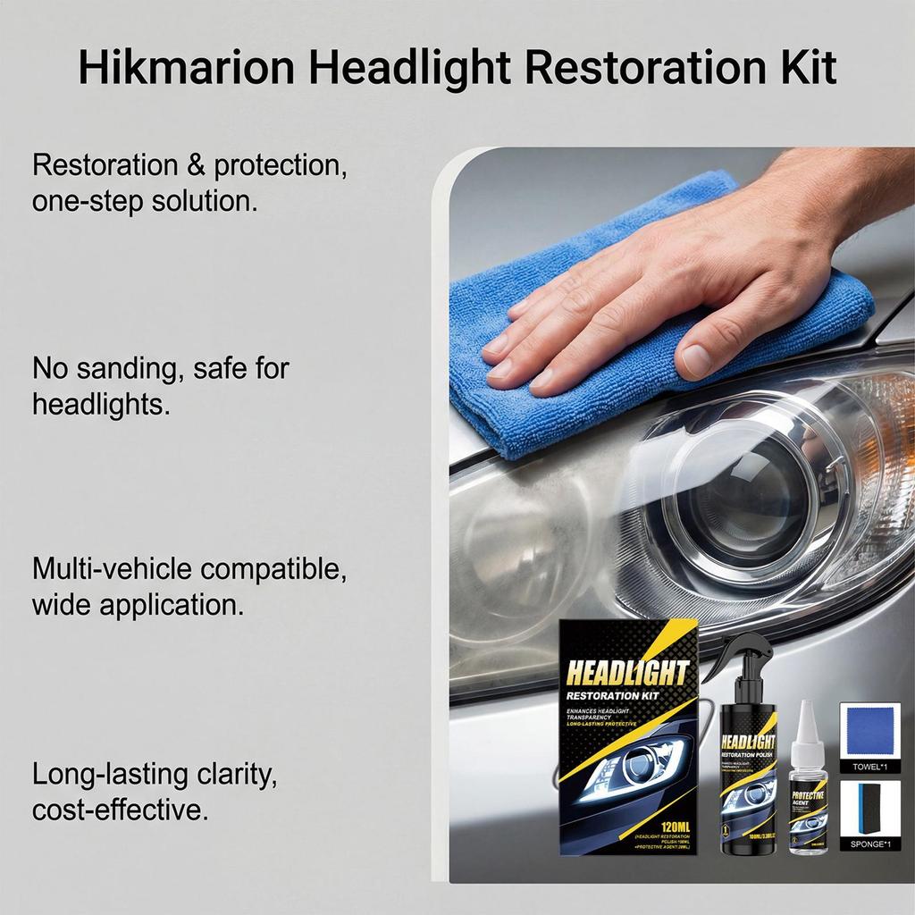 Car Headlight Cleaner Multifunctional Automotive Polishing Agent with Sponge Headlight Washer Kit for Vehicle Detailing