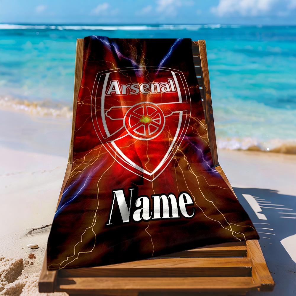 Arsenal Crest Customized Name Beach Towel Super Soft Microfiber Quickdry Fabric Perfect for Traveling Yoga Camping and Swimming