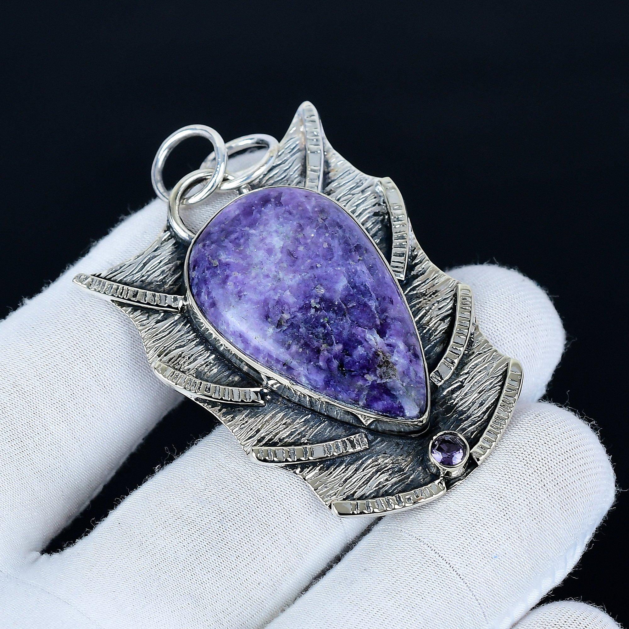 

Lepidolite Pendant, 925 Sterling Silver Handmade Jewelry, Lepidolite Silver Pendant, Party Wear Jewelry For Women s, Pendant New Year Gift 6.5 Cm фіолетовий