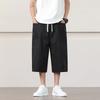 Summer Chinese Style Men Soild Color Calf Lenght Pants Men Breathable Lightweight Trousers Man Loose Daily Casual Striped Bottom