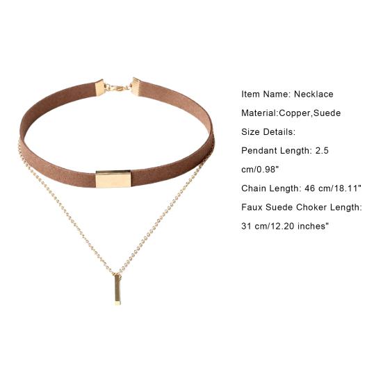 Women Vintage Punk Faux Suede Multilayer Polished Clavicle Choker Necklace Pendant