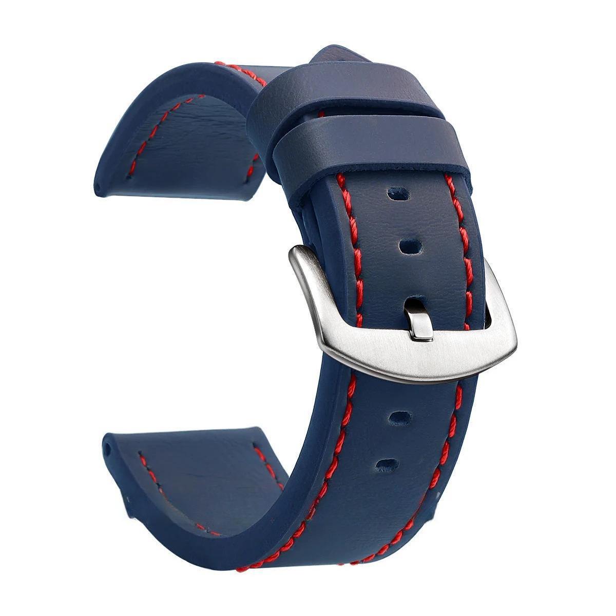 Curea de ceas din piele naturală - Potrivire universală, asigurare a calității, disponibilă în dimensiuni de 18 mm, 20 mm, 22 mm și 24 mm 24mm gray
