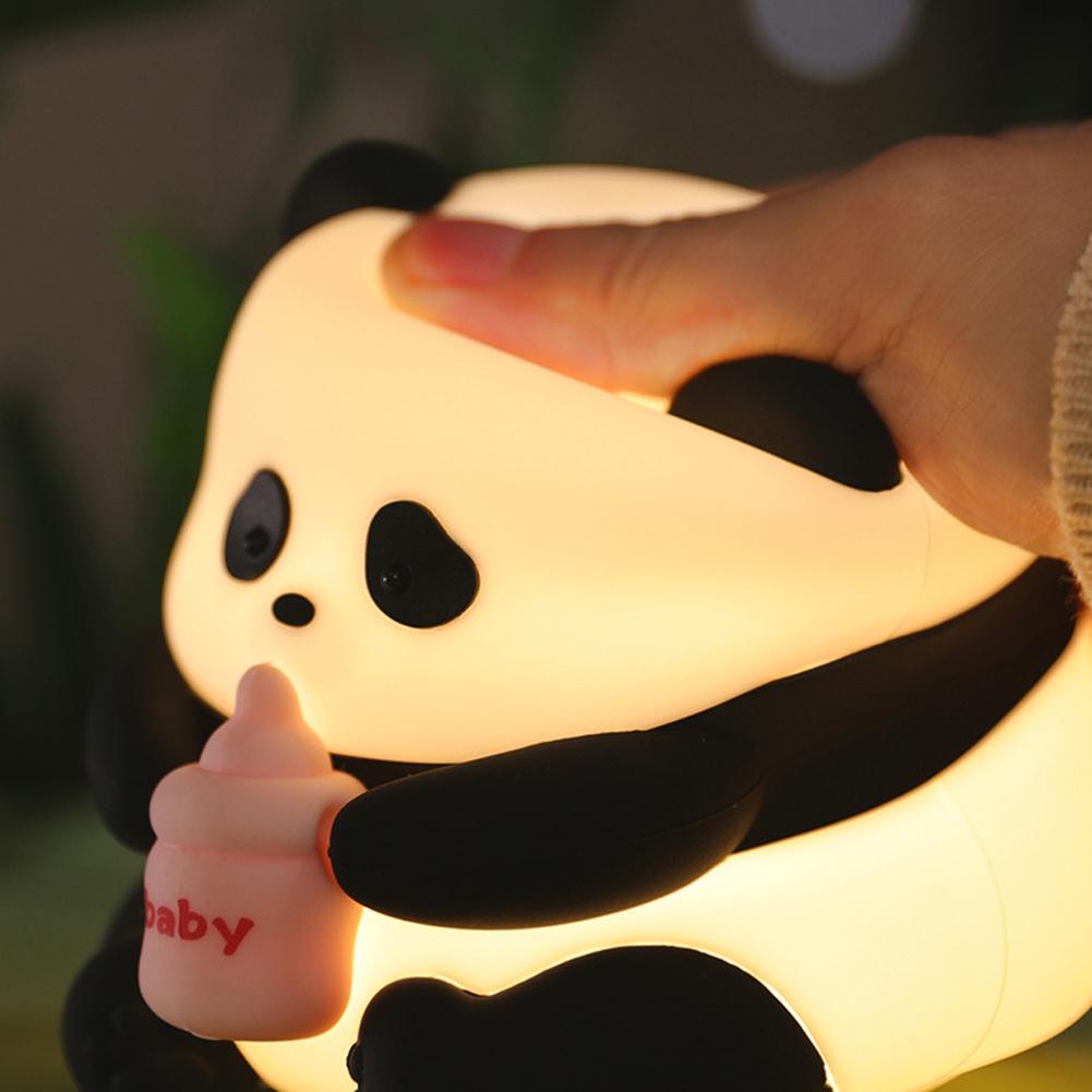 Cute Panda Silicone Lamp USB Rechargeable Timing Pat Sensor LED Night Light Bedside Decor Kids Birthday Gift