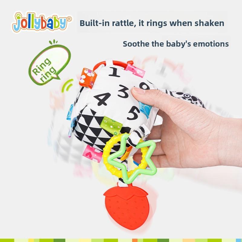 Baby Geometric Shape Plush Toy With Teething Rattle For Sensory Development