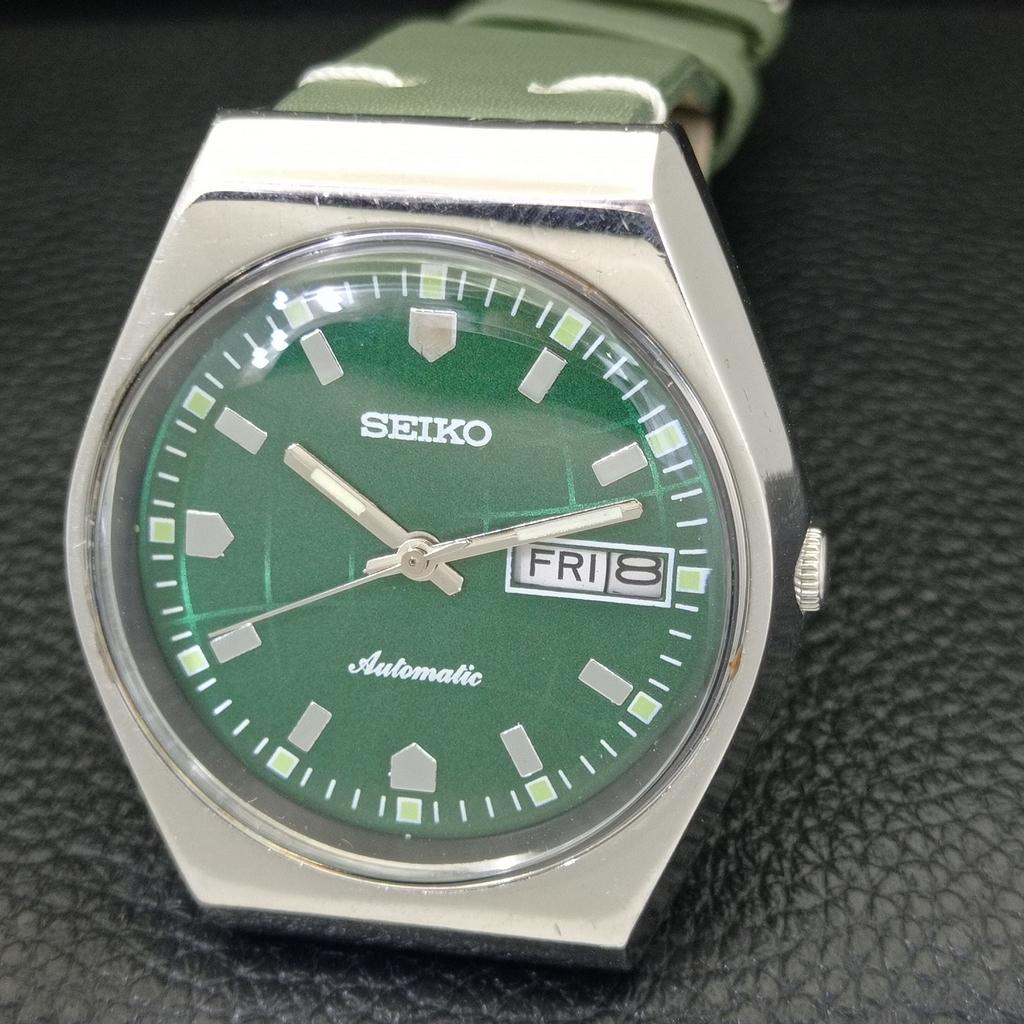 VINTAGE SEIKO AUTOMATIC JAPAN 6309A MENS GREEN COLOR DIAL WATCH a701301-5 R206a-a701301