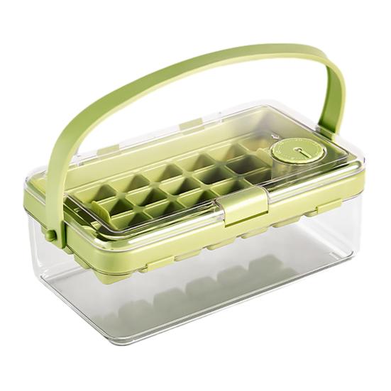 

Ice Cube Mold with Shovel And Push-Release Large Capacity Silicone Ice Cube Tray for Freezer BPA-Free Food Grade Stackable M зелёный