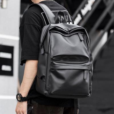 MOYYI Men's Leather Minimalist Laptop Backpack – Casual Fashion for Students and Travelers
