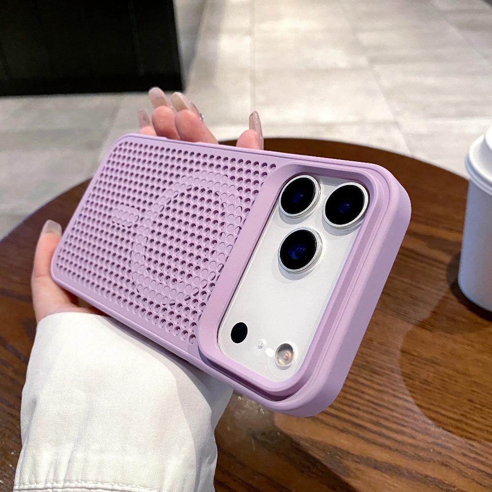 

Trendy Hollow Mesh Cooling For Magsafe Case For iPhone 17 Air 16 15 14 13 12 Plus Pro Max Magnetic Honeycomb Breathable Cover iPhone 13 фіолетовий