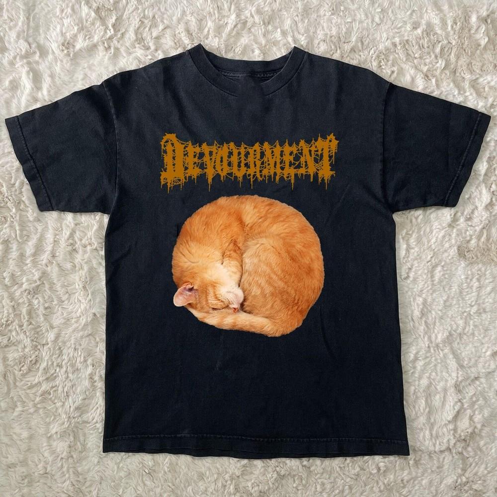 Смешная футболка с коротким рукавом Devourment Band Cat, черная, все размеры, унисекс M