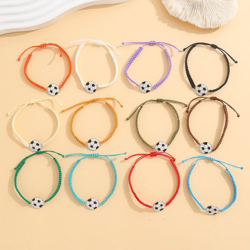 Handmade Braided Alloy Sports Fan Bracelet Baseball Basketball Soccer Team Support Unisex Wristband Jewelry
