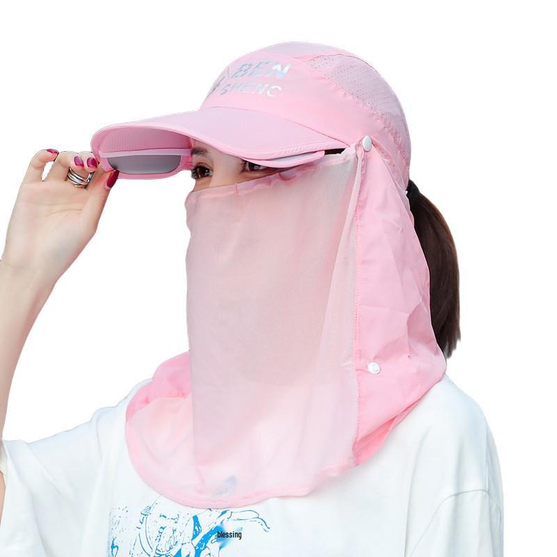 Damen Sommer Sonnenhut mit UV-Schutz und einziehbarer großer Krempe, Gesichtsschutz, für Outdoor-Aktivitäten.