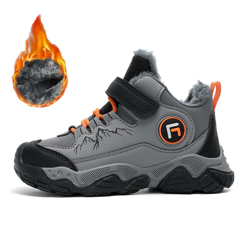 

Детские теплые высокие хлопковые ботинки для активного отдыха на открытом воздухе, зимние ботинки, походная обувь, модные спортивные хлопковые ботинки 30-40 40 серый/чёрный