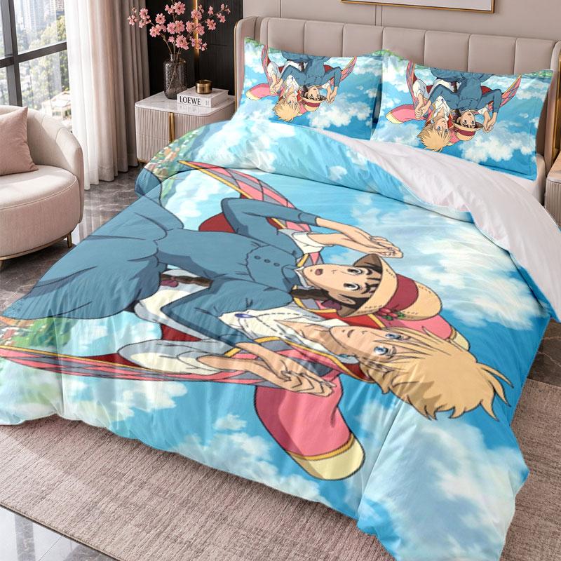 Howl's Moving Castle 3Pcs Bedding Set Duvet Cover With Two Pillowcases For Bedroom Home Decoration