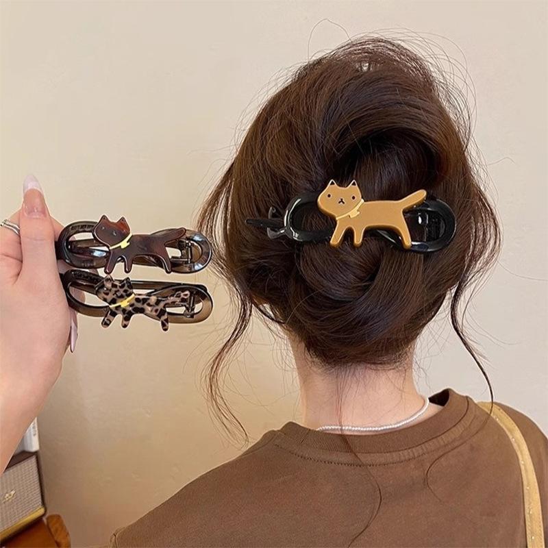 Clipsuri de păr noi cu răsucire coreeană, agrafe de păr cu pisică de desene animate, agrafă de păr pentru femei, fete, agrafă de păr vintage, accesorii de păr elegante