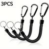 Spring Coil Retractable Keychain Anti-Lost Stretchy Wrist Strap Safety Lanyard with Durable Carabiner for Outdoor Trips Work Daily Use