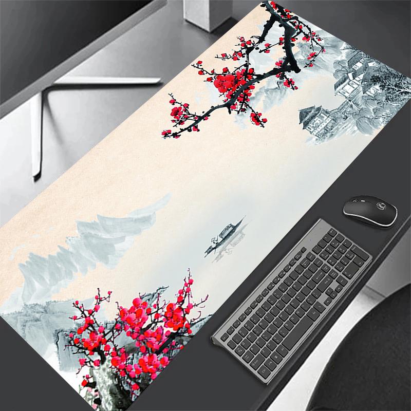 Anime Sakura Pattern Large Desk Mat Cute Gaming Mouse Pad Non-Slip Rubber Keyboard Deskmat Laptop Computer Office Accessories