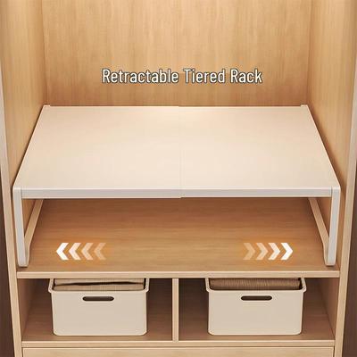 Retractable Carbon Steel Closet Shelf and Wardrobe Organizer